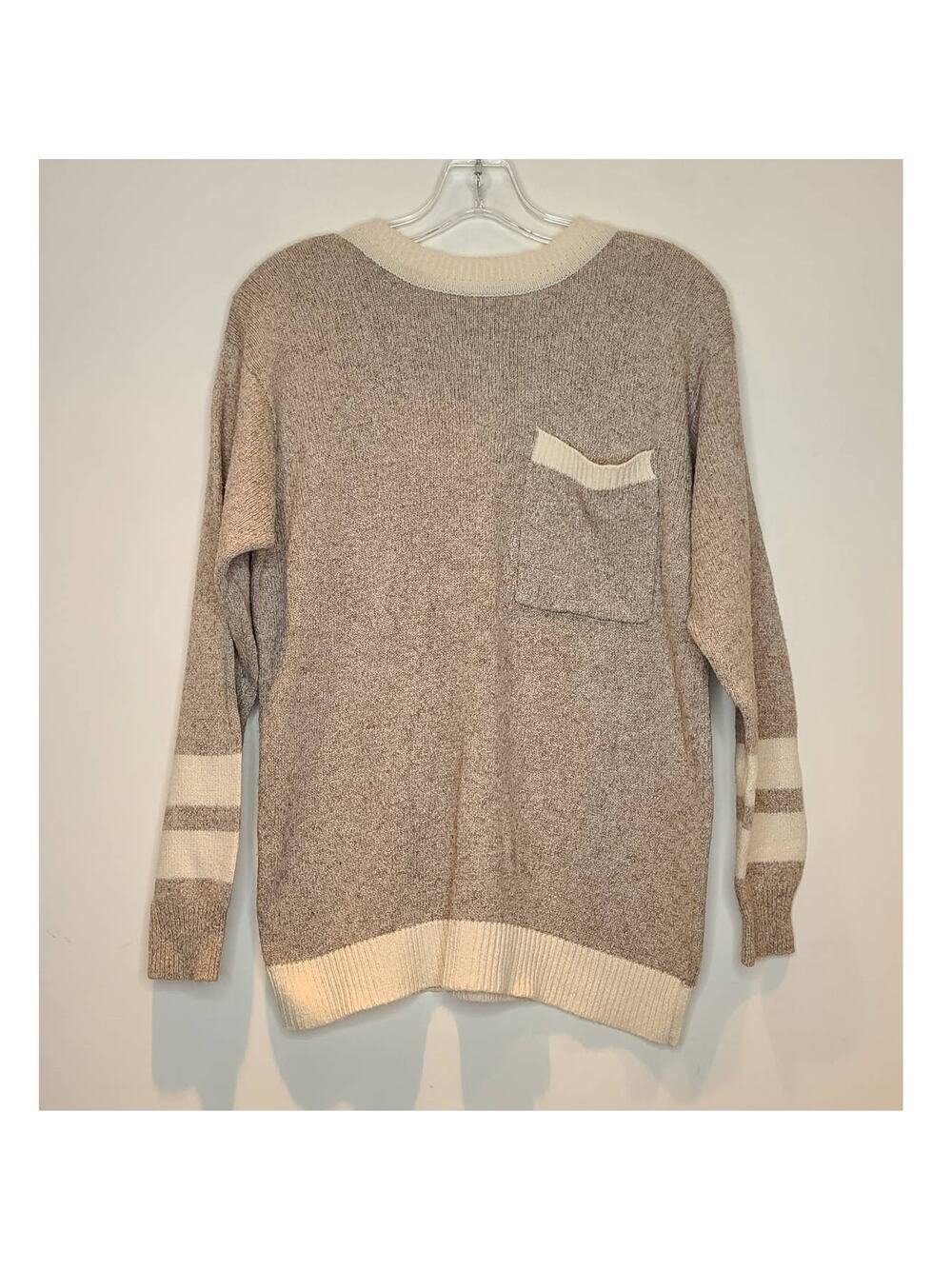 Liz Claiborne brown cream vintage silk blend long sleeve sweater - petite